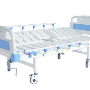 E19B單搖便孔翻身護(hù)理床   (輪、五檔護(hù)欄、條式床面、側(cè)翻身） 