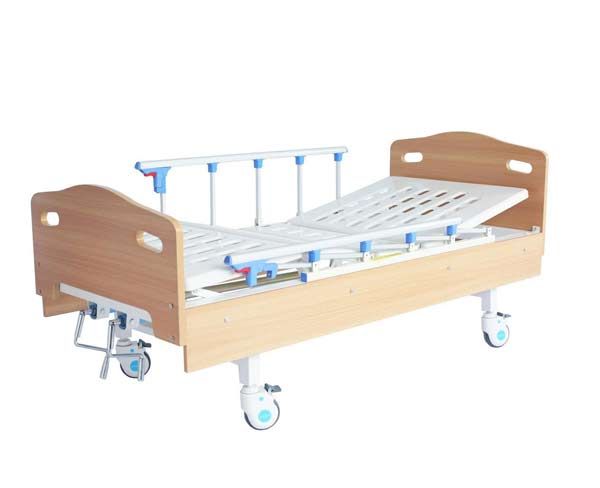 E1實木兩功能護理床（四腳剎車、五檔護欄）